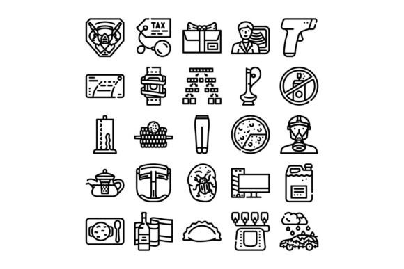Download Collection of Outline Icons Representing - Premium Bundle