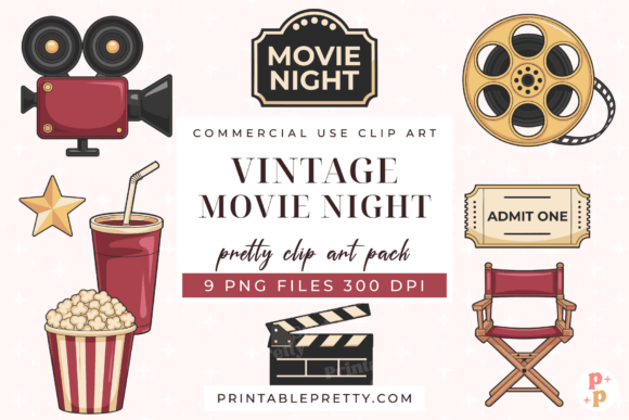 Download Vintage Movie Night Clipart PNG - Movie Collection
